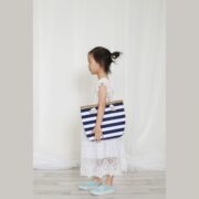S18-3-4-HDG3912NV - KIDS STRIPED PRINT SUMMER TOTE BAG-NAVY/6PCS - Image 3