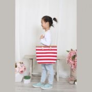 S18-3-4-HDG3912RD - KIDS STRIPED PRINT SUMMER TOTE BAG-RED/6PCS - Image 2