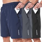 3 Pack Men's Athletic Shorts Sets Gym Workout Short with Zippered Pockets Running Joggers Basketball Gift