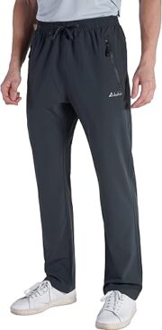 Mens Workout Athletic Pants Elastic-Waist Drawstring Pants for Sport Exercise Travel,Quick-Dry,Stretchy