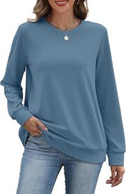 Crewneck Fall Sweatshirts for Women Trendy- Women's Plain Long Sleeve Pullover Tops with Pockets Fashion - Image 4